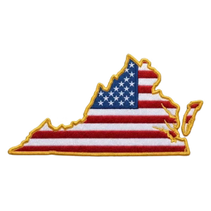 American flag patch in the shape of Virginia