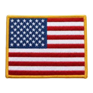 American flag patch in the shape of Wyoming