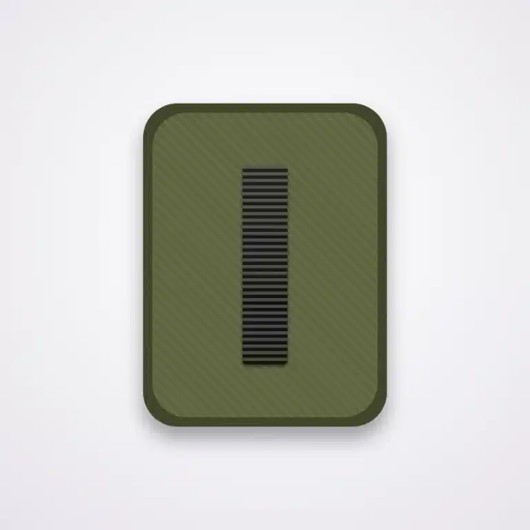 Lieutenant Patches 11 Illustration of a subdued lieutenant bar patch in black thread on olive drab for tactical uniforms